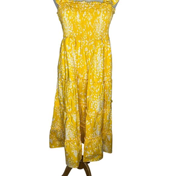 Torrid Poplin Tiered Yellow Sundress Smocked Sleeveless Maxi Dress Size 10 - Picture 4 of 11